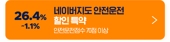 26.4% ~1.1% 네이버지도 안전운전 할인 특약 안전운전점수 70점 이상 보험시작일 25. 6. 26 일부터